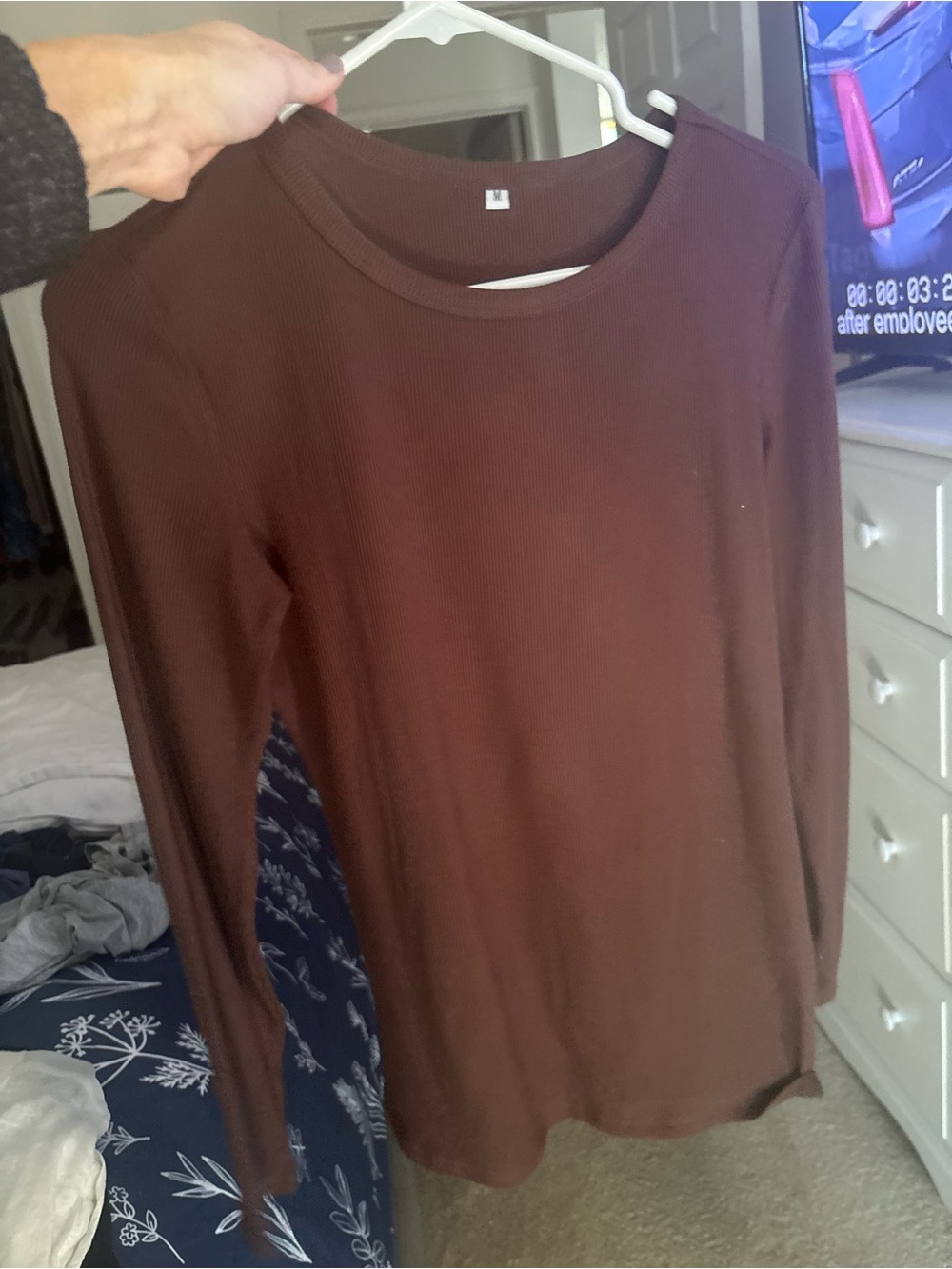 Source Unknown Ribbed Long-Sleeve Top - Brown